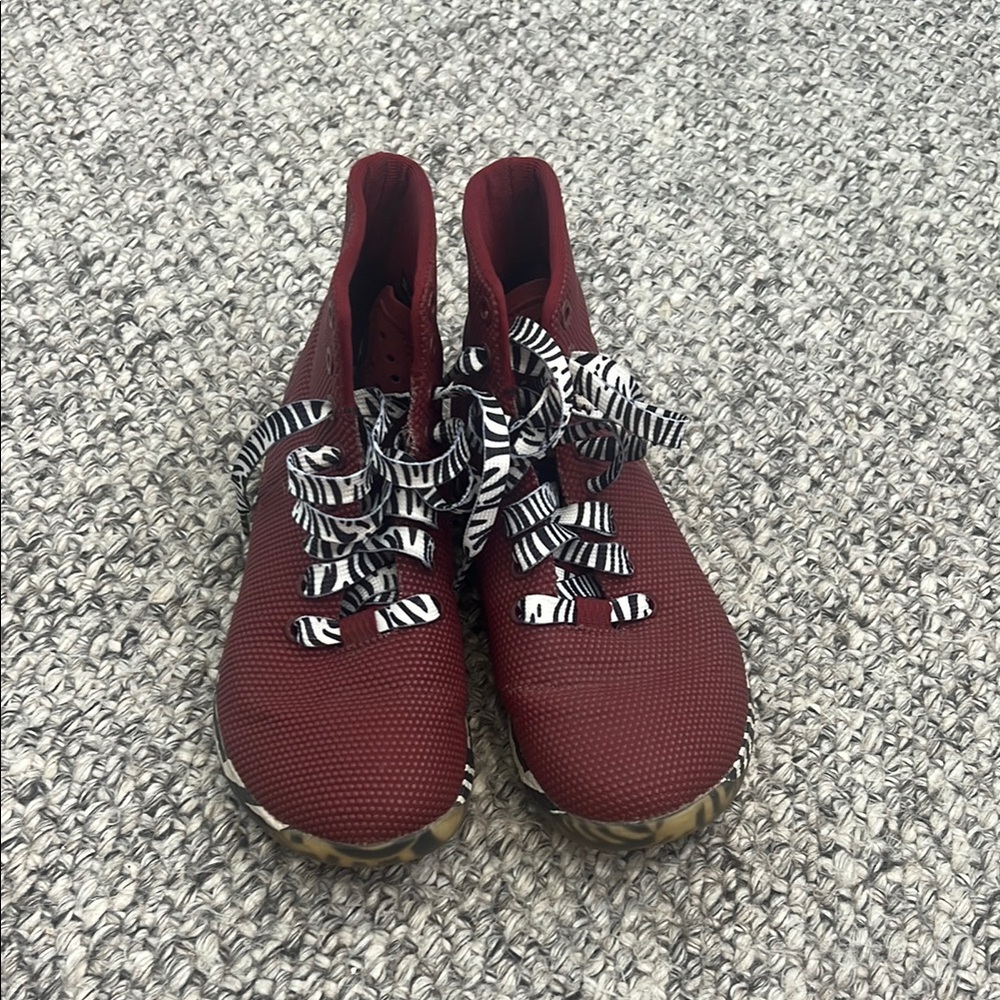 Stylish Red Sneakers with Patterned Laces